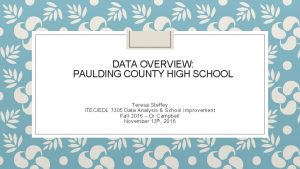 DATA OVERVIEW PAULDING COUNTY HIGH SCHOOL Teresa Steffey