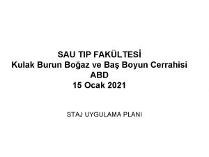 SAU TIP FAKLTES Kulak Burun Boaz ve Ba