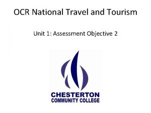OCR National Travel and Tourism Unit 1 Assessment
