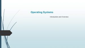 Operating Systems Introduction and Overview Operating System Definition