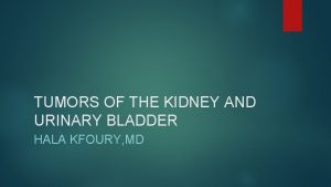 TUMORS OF THE KIDNEY AND URINARY BLADDER HALA