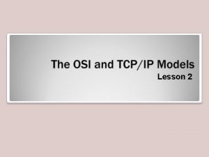 Lesson 2 Introduction to the OSI Model OSI