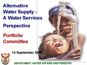 Alternative Water Supply A Water Services Perspective Portfolio