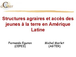 Structures agraires et accs des jeunes la terre