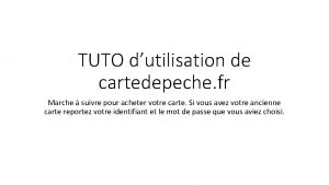 TUTO dutilisation de cartedepeche fr Marche suivre pour