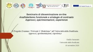 Seminario di disseminazione online Analfabetismo funzionale e strategie