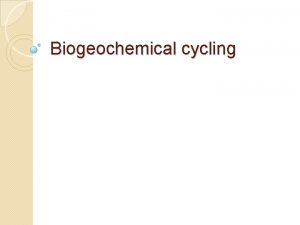 Biogeochemical cycling Generalized Nutrient cycling consumers producers consumers