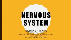 NERVOUS SYSTEM SAURABH MARU ASSISTANT PROFESSOR SCHOOL OF