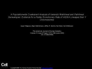 A Populationwide Coalescent Analysis of Icelandic Matrilineal and