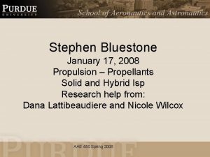 Stephen Bluestone January 17 2008 Propulsion Propellants Solid