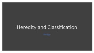 Heredity and Classification Biology Taxonomy practice of classifying