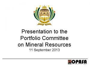Presentation to the Portfolio Committee on Mineral Resources