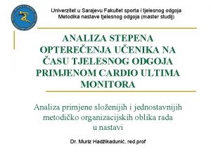 Univerzitet u Sarajevu Fakultet sporta i tjelesnog odgoja