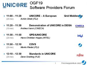 OGF 19 Software Providers Forum 4 11 00