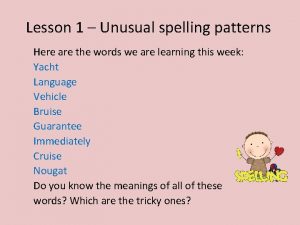 Lesson 1 Unusual spelling patterns Here are the