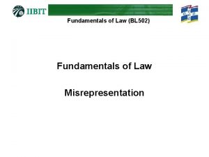 Fundamentals of Law BL 502 Fundamentals of Law