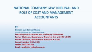 NATIONAL COMPANY LAW TRIBUNAL AND ROLE OF COST