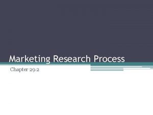 Marketing Research Process Chapter 29 2 The Marketing