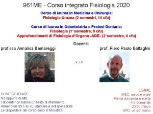 961 ME Corso integrato Fisiologia 2020 Corso di