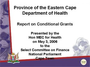 Province of the Eastern Cape Department of Health
