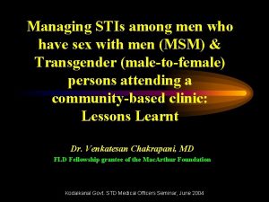 Managing STIs among men who have sex with