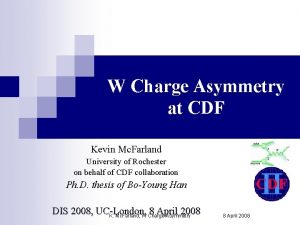 W Charge Asymmetry at CDF Kevin Mc Farland