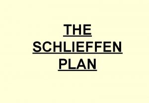 THE SCHLIEFFEN PLAN Title The Schlieffen Plan Objective