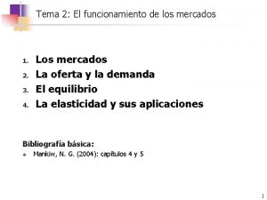 Tema 2 El funcionamiento de los mercados 1