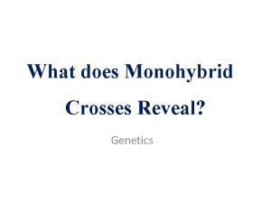 What does Monohybrid Crosses Reveal Genetics What Monohybrid