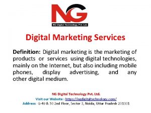 Digital Marketing Services Definition Digital marketing is the