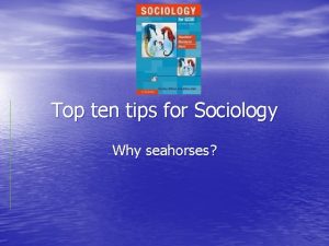 Top ten tips for Sociology Why seahorses Number