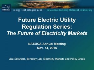 Future Electric Utility Regulation Series The Future of