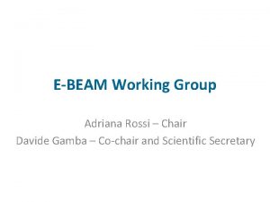 EBEAM Working Group Adriana Rossi Chair Davide Gamba