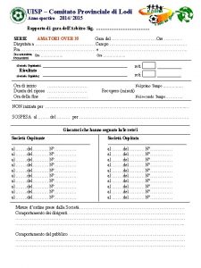 UISP Comitato Provinciale di Lodi Anno sportivo 2014