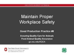 OHIO STATE UNIVERSITY EXTENSION Maintain Proper Workplace Safety