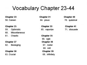 Vocabulary Chapter 23 44 Chapter 23 58 Careen