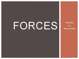 FORCES Contact vs Noncontact OBJECTIVES Distinguish between contact
