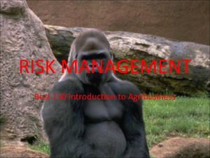 RISK MANAGEMENT Busi 150 Introduction to Agribusiness Risk