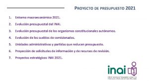 PROYECTO DE PRESUPUESTO 2021 1 Entorno macroeconmico 2021