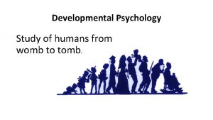 Developmental Psychology Study of humans from womb to