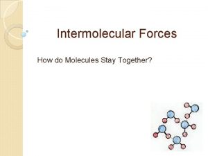 Intermolecular Forces How do Molecules Stay Together Intermolecular