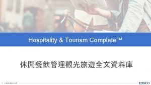 Hospitality Tourism Complete 1 www ebsco com Hospitality