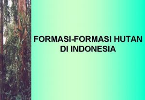 FORMASIFORMASI HUTAN DI INDONESIA FORMASIFORMASI HUTAN DI INDONESIA