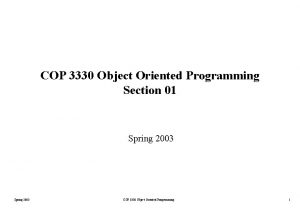 COP 3330 Object Oriented Programming Section 01 Spring