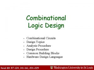 Combinational Logic Design Combinational Circuits Design Topics Analysis