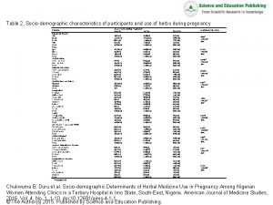 Table 2 Sociodemographic characteristics of participants and use