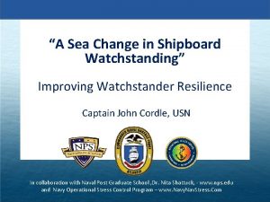 A Sea Change in Shipboard Watchstanding Improving Watchstander