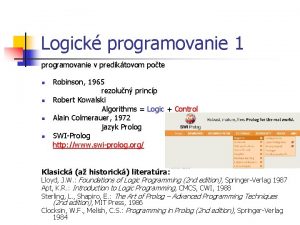 Logick programovanie 1 programovanie v prediktovom pote n