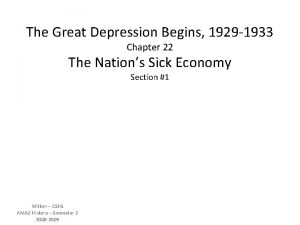 The Great Depression Begins 1929 1933 Chapter 22