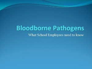 Bloodborne Pathogens What School Employees need to know